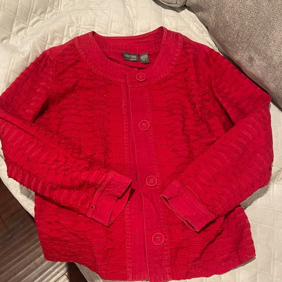 Chico's Jackets & Blazers - Chico's Vintage Vibrant Red Button-Up Jacket Sz.2